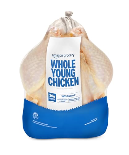 Amazon Grocery, Whole Chicken, Bone-In Skin-On, 100% Natural, Weight Varies