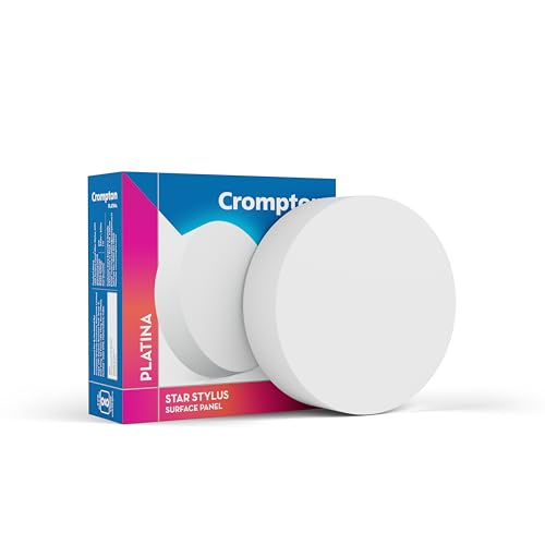 Crompton Platina Star Stylus Surface Panel 12W Round Cool Day Light | Pack of 1 | No False Ceiling Required, Outer Dimension: 120 mm | Surface Mount |