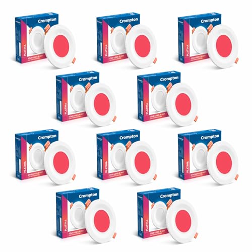 Crompton Star Lord JBNXT Junction Box Downlighter | 5W | Round | Red | Pack of 10 | Junction Box | Cutout: 3 inch, 75 mm | For use in halls, bedroom, 