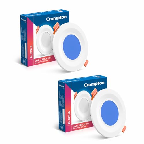 Crompton Star Lord JBNXT Junction Box Downlighter | 5W | Round | Blue | Pack of 2 | Junction Box | Cutout: 3 inch, 75 mm | For use in halls, bedroom, 