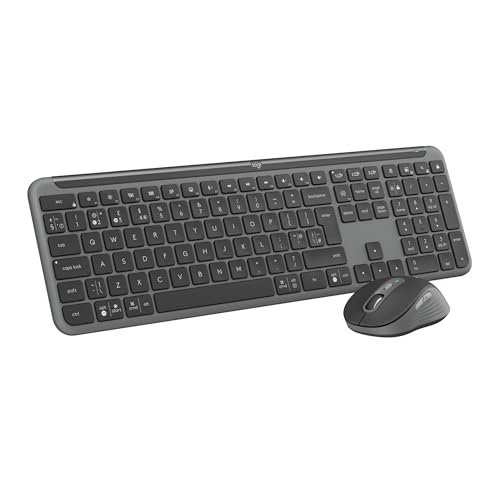 Logitech MK950 Signature Slim Wireless Keyboard and Mouse Combo, Sleek Design, Quiet Typing and Clicking, Switch Across Three Devices, Bluetooth, Mult
