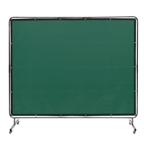 (-25%) VEVOR Schweißvorhang 1,8 x 2,4m Schweißschutzvorhang aus Flammhemmendem Vinyl Schweißschutzwand mit 4 Schwenkrädern und einem 6-stufigen UV-Schutz Schweißerdecke Schweißschutz Grün