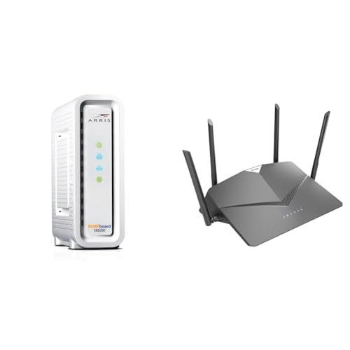 ARRIS Surfboard SB8200 DOCSIS 3.1 Cable Modem, Approved for Comcast Xfinity, Cox & D-Link WiFi Router AC2600, Smart, Mesh (DIR-2640)
