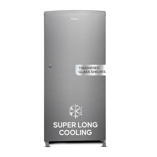 Haier 185L 2 Star Direct Cool Single Door Refrigerator | Toughened Glass Shelves | Large Veg Box | Fast Ice Making | Longer Cooling Retention | Easy C