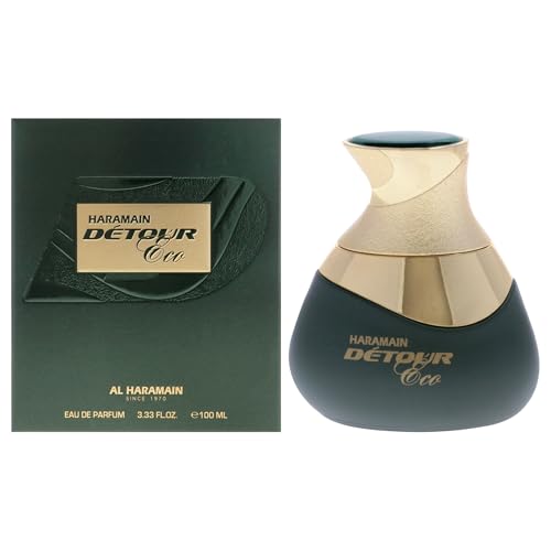 Al Haramain Detour Eco for Unisex - Arabian Perfume for Women and Men - Long Lasting Arabic Cologne - Woody Spicy Fragrance - Eau de Parfum - 3.33 oz