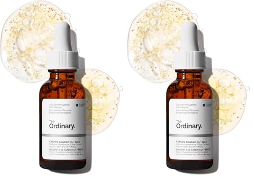 The Ordinary Caffeine Solution 5% + EGCG, Depuffing Eye Serum for Dark Circles and Tired Eyes, 1 Fl Oz (Pack of 2)