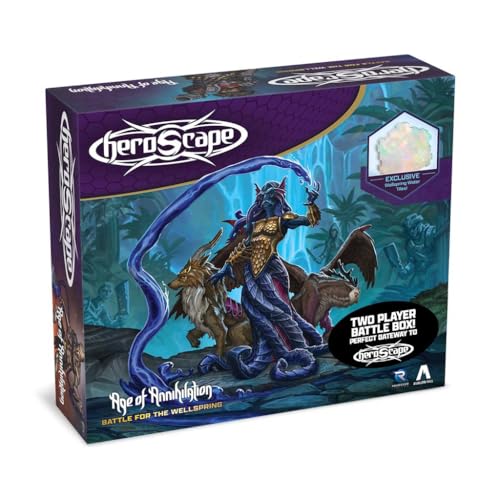 Renegade Game Studios Heroscape: Battle for The Wellspring Battle Box - Standard Edition | 2 Players, Ages 14 and up Contains 6 Unpainted Miniatures, Terrain and Exclusive Wellspring Water Tiles