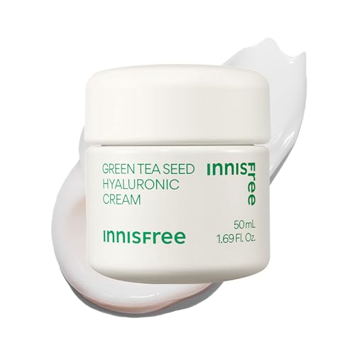 innisfree Green Tea Seed Hyaluronic Acid Cream, Korean Face Moisturizer with Ceramide & Skin Barrier Complex, Fragrance-Free & Non-Comedogenic