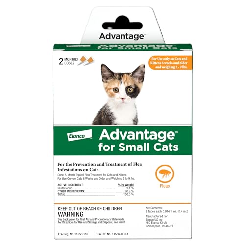 Advantage Topical Cat Flea Treatment and Prevention for Small Cats 2-9 lbs. | Apply Flea Drops Monthly | 2 Treatments