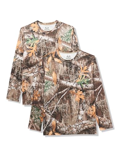 Realtree Men's 2 Pack Long Sleeve Performance Tees, Realtree Edge Camo, Large