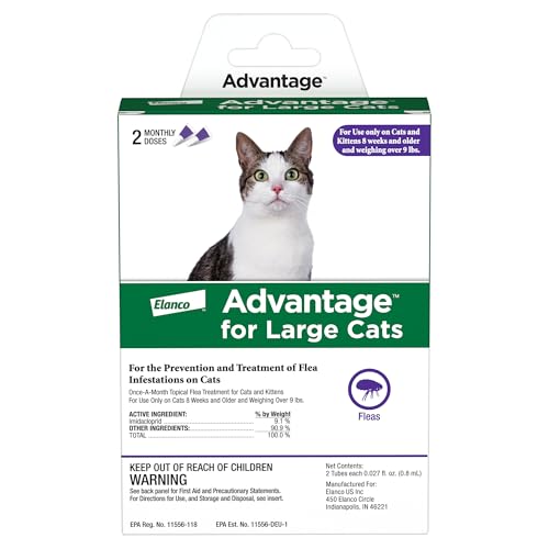 Advantage Topical Cat Flea Treatment and Prevention for Large Cats Over 9 lbs. | Apply Flea Drops Monthly | 2 Treatments
