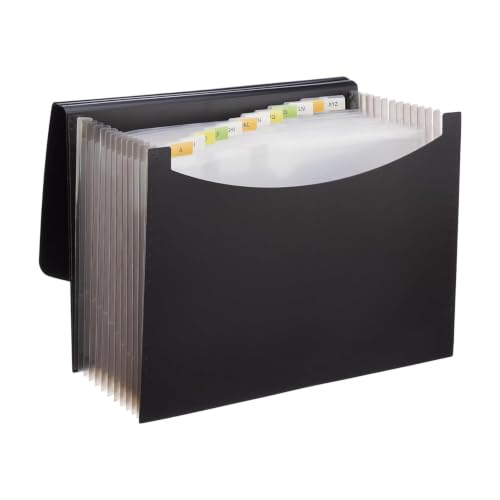 Amazon Basics Expanding File Folder with 13 Pockets, Letter Size, Also Fits A4 Size Documents (Black)