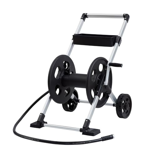 Liberty Garden 304 Explorer Two Wheel Hose Reel Cart, Aluminum, Holds 250-feet of 5/8" Hose, Silver/Black