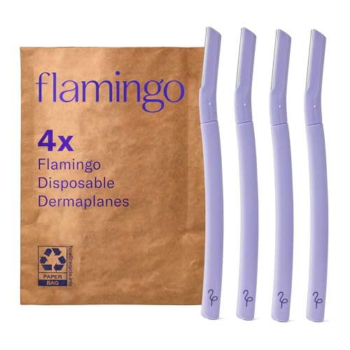Flamingo Dermaplane Razor, Face Razors for Women, Disposable, 1 count, Pack of 4
