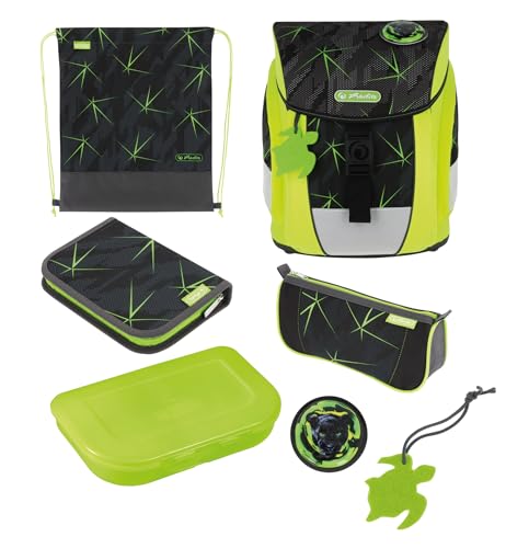 (-15%) herlitz mitwachsender Schulranzen FiloActive DIN Plus Wild Life fluoreszierendes Neongrün 1.Klasse Junge Mädchen Kinder 19 L