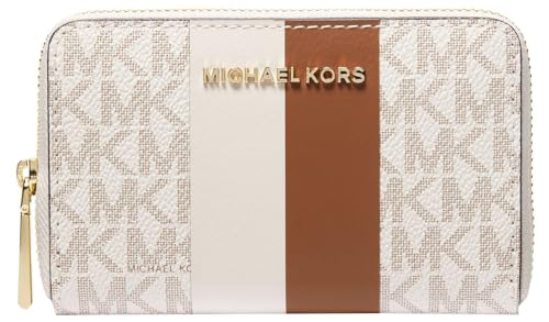 Michael Kors Jet Set Small Zip Around Card Case, Vanilla/Luggage