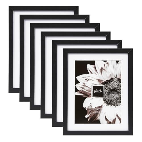 Pixel Set Of 6 8x10" Matt To 6x8" Photo Frames Black