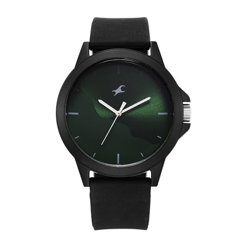 Tees Wanderlust Quartz Analog Forest Green Dial Black Silicone Strap Unisex Watch - NT38024PP73W