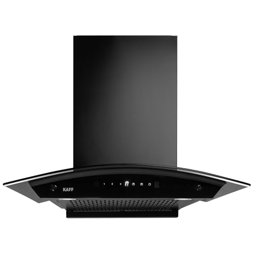 KAFF K-Series KEC 60A Filterless Auto-Clean Kitchen Chimney, 60 CM, Curved Glass,1450 m3/hr Suction, Touch & Motion Sensor, 2 Years Comprehensive and 