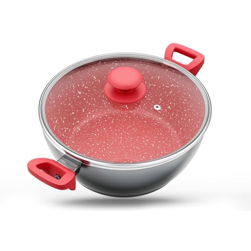 Philco Panela PPN24A Redstone com Tampa de Vidro 4,6L Antiaderente Cinza com Vermelho