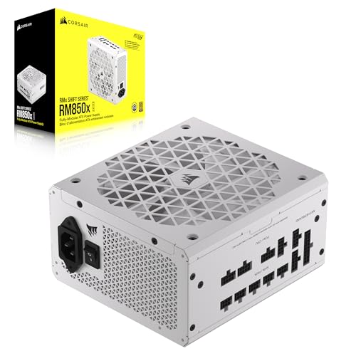 CORSAIR RM850x Shift Fully Modular ATX Power Supply - 80 Plus Gold - ATX 3.1 - PCIe 5.1 - Zero RPM - Modular Side Interface - White