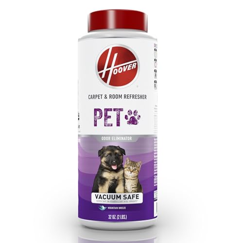 Hoover Pet Carpet and Room Refresher, 32 oz, Carpet Powder, Pet Odor Remover, Mountain Breeze Scent, Vacuum Cleaner Safe, For Use on Carpets, Rugs, Couches & More, For Home Use