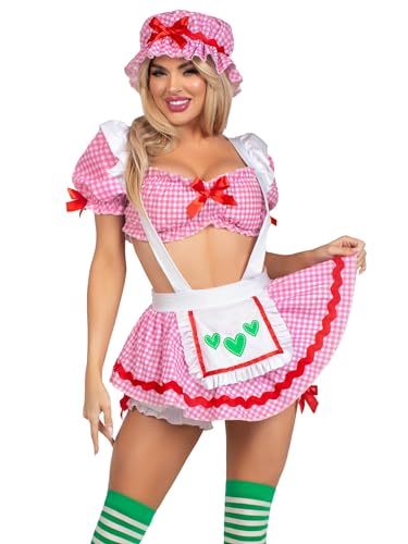 Leg Avenue Womens 3 Pc Berry Babe Costume Dress Halloween Costume For Women, SMALL, Pink