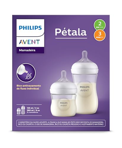 Mamadeira Philips Avent Pétala 3.0 125ml 0m+ Bico N°2 - Fluxo Lento Silicone Rn Recém Nascido Transparente 0% BPA