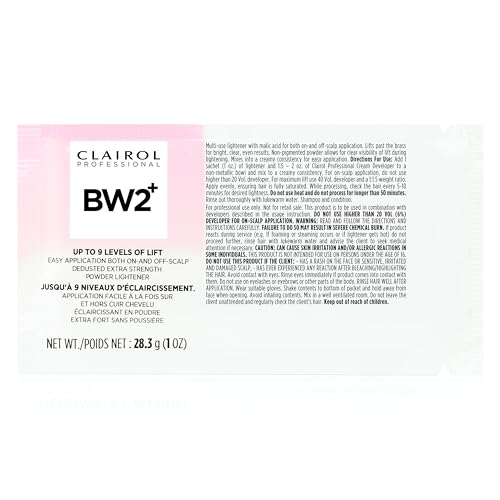 Clairol Professional BW2+ Dedusted Extra Strength Powder Lightener for Hair Highlights, 1 oz.