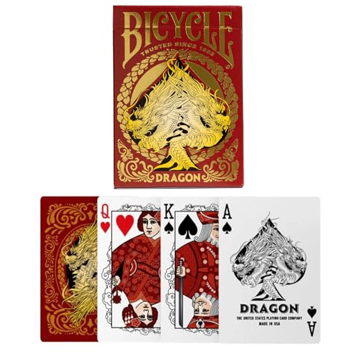 Bicycle Red Dragon Gold Foil Premium Playing Cards, 1 Deck