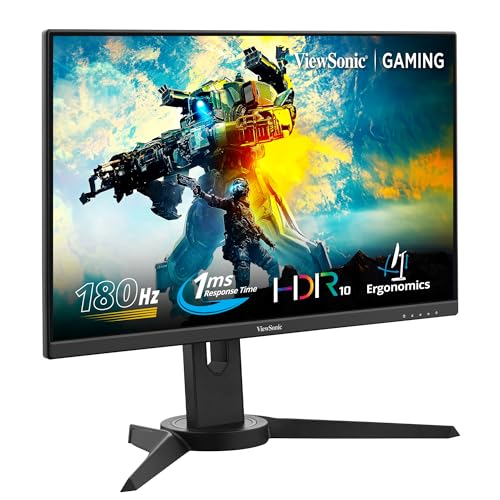 ViewSonic XG2409 24-inch (60.96cm) FHD 1920x1080p Gaming Monitor | SuperClear IPS | 180Hz | 1ms |HDR10 | AMD FreeSync | sRGB 104% | Eye-Care | Height,