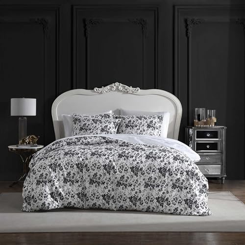 Betsey Johnson Betsey'S Toile Microfiber Black 3 Piece Duvet Cover Set-Full/Queen