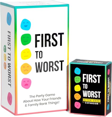 FIRST TO WORST Party Game + After Dark Expansion Set - The Card Game About How Your Friends & Family Rank Things for Adult Friends, Groups & Fun Parties with Polarizing Priorities