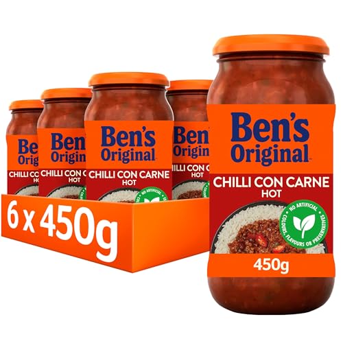 Ben's Original Hot Chilli con Carne Sauce, Pasta Sauce Jar, Bulk Multipack 6 x 450g