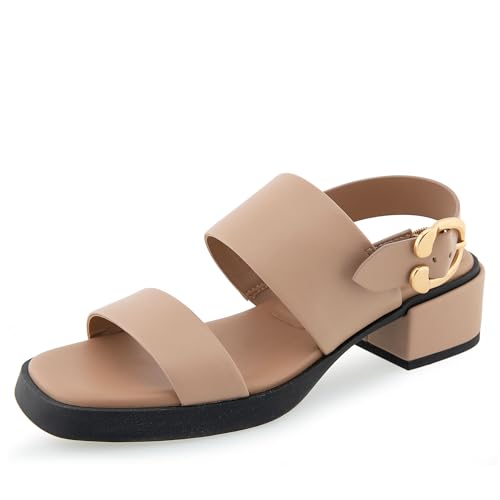 Aerosoles Women's DOVE Dual Strap Heeled Sandal, Natural, 7.5W