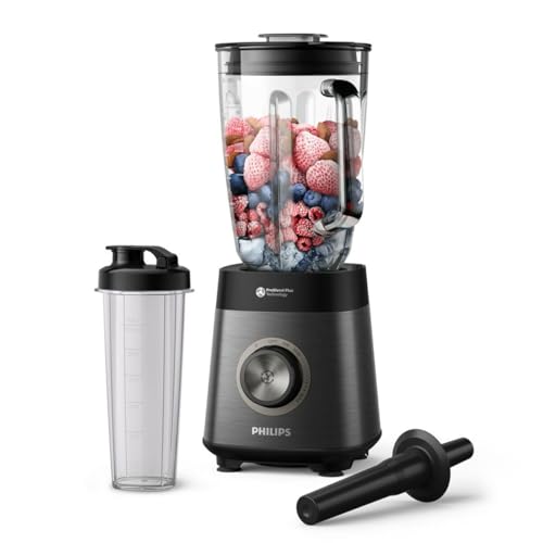 (-21%) Philips 5000-Serie Standmixer inkl. Blend-and-go-Behälter - 1200 W. 2L maximales Fassungsvermögen. ProBlend Plus-Technologie. Spülmaschinengeeignet. Automatisierte Reinigung. Schwarz (HR3041/00)