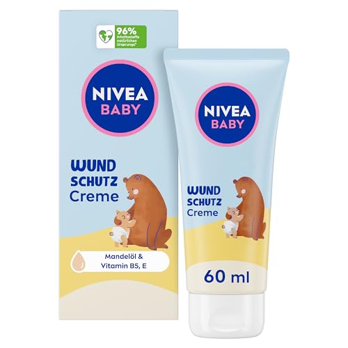 (-18%) NIVEA Baby Wundschutzcreme, Babycreme lindert Rötungen im Windelbereich, hypoallergene Baby Feuchtigkeitscreme mit natürlichem Mandelöl, Panthenol, Zinkoxid + Vitamin E für zarte Babyhaut (60 ml)