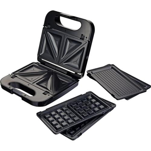 ⚡ BLITZDEAL (-62%) Grunkel Sandwichtoaster mit austauschbaren Platten (2 Sandwiches mit Schneide, Grill und 2 Waffeln), rutschfeste und antihaftbeschichtete Oberfläche mit 850 W Leistung und kühler Haptik, Farbe