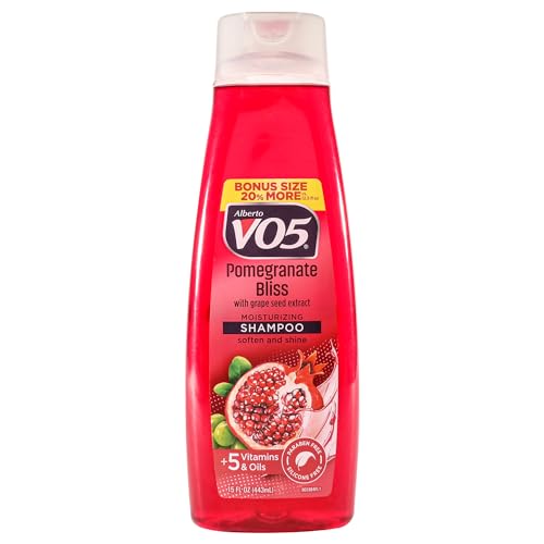 Alberto VO5 Pomegranate Bliss Moisturizing Shampoo - Hydrating Shampoo with Grape Seed Extract - Pomegranate Scent - Five Oils and Vitamins - 15 oz