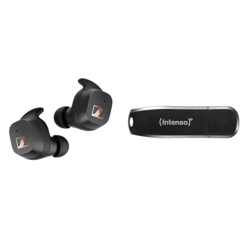 (-42%) Sennheiser Sport True Wireless Ohrhörer – Bluetooth-In-Ear-Ohrhörer & Intenso Speed Line, 64GB Speicherstick, USB-Stick 3.2 Gen 1x1, schwarz