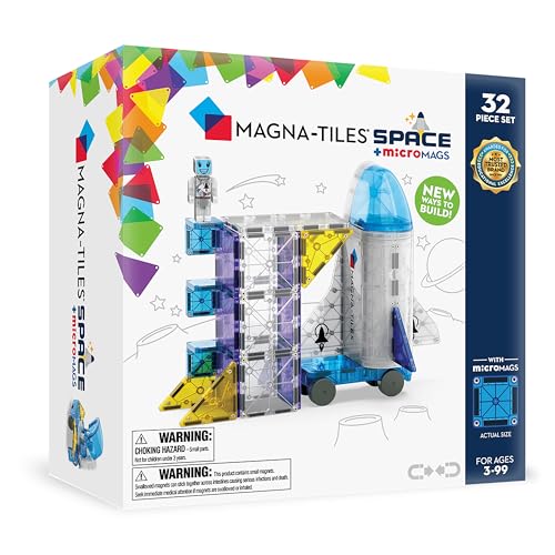 MAGNA-TILES Space 32-Piece Magnetic Construction Set, The Original Magnetic Building Brand