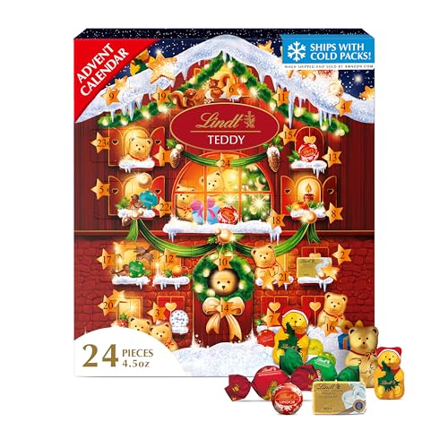 Lindt Holiday Teddy Bear Chocolate Candy Advent Calendar, 4.5 oz.