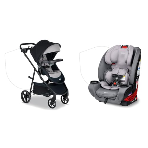 Britax Brook+ Modular Baby Stroller, Ultra-Lightweight Infant and Toddler Stroller & One4Life Convertible Infant Car Seat, 10 Years of Use from 5 to 120 Pounds, Converts from Rear-Facing Stroller + Britax One4Life Car Seat