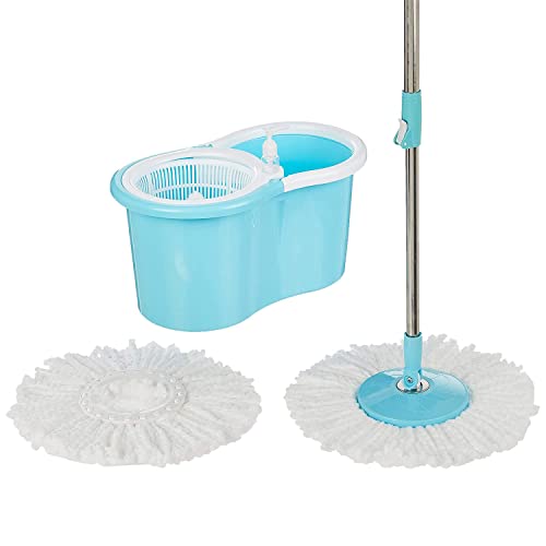 Raxon Innovation Stainless Steel Microfiber Floor Cleaning Spin Mop with Removable Washable Cleaning Pad and Integrated Water Mechanism for Floor, Mul