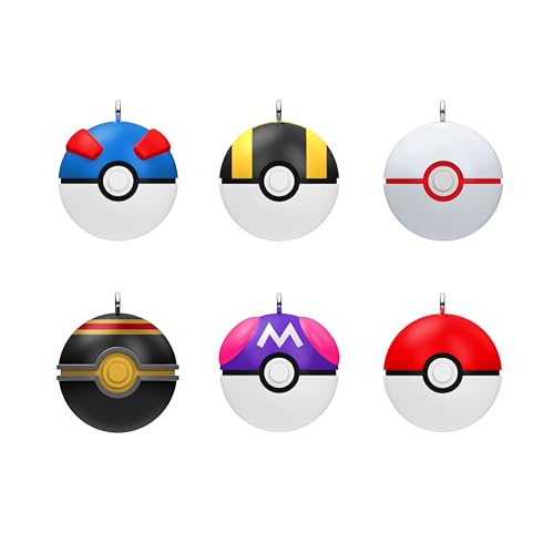 Hallmark Keepsake Mini Christmas Ornaments 2024, Pokémon Poké Balls, Set of 6, Gifts for Pokémon Fans
