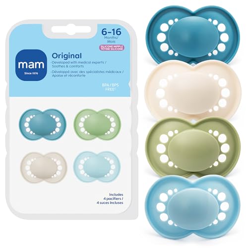 MAM Original Matte Pacifier, 1 sterilzing case, Baby Pacifier, Best Pacifiers for Breastfed Babies, 6-16 Months, Boy