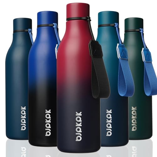 (-45%) BJPKPK Isolierte Wasserflaschen, 750 ml Edelstahl Metall Trinkflasche Mit Trageriemen, BPA Frei Wasserdicht Thermos, Flaschen, Wiederverwendbare Thermosflasche Für Sport & Reisen, Charmant Rot