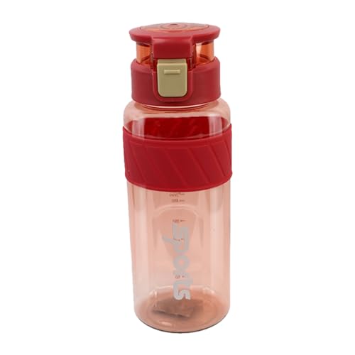 Active Sports 1000ml Water Bottle with Flip Top Lid & Easy to Carry Handle ML Marking Mention for Daily Water Intake BPA Free Leak Proof - Red