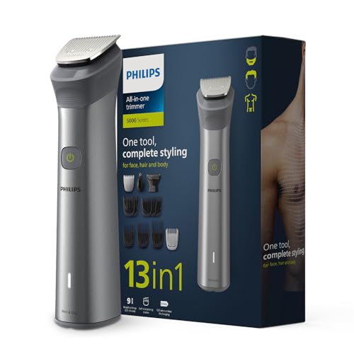 Philips India's No.1 Men's Trimmer | Skin Safe Grooming I 13-in-1 Essential Body Kit - Body, Face & Private Parts I 3 Year Warranty I 120 min runtime 