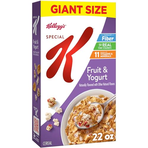 Kellogg's Special K Breakfast Cereal, Family Breakfast, Fiber Cereal, Giant Size, Fruit and Yogurt, 22oz Box (1 Box)